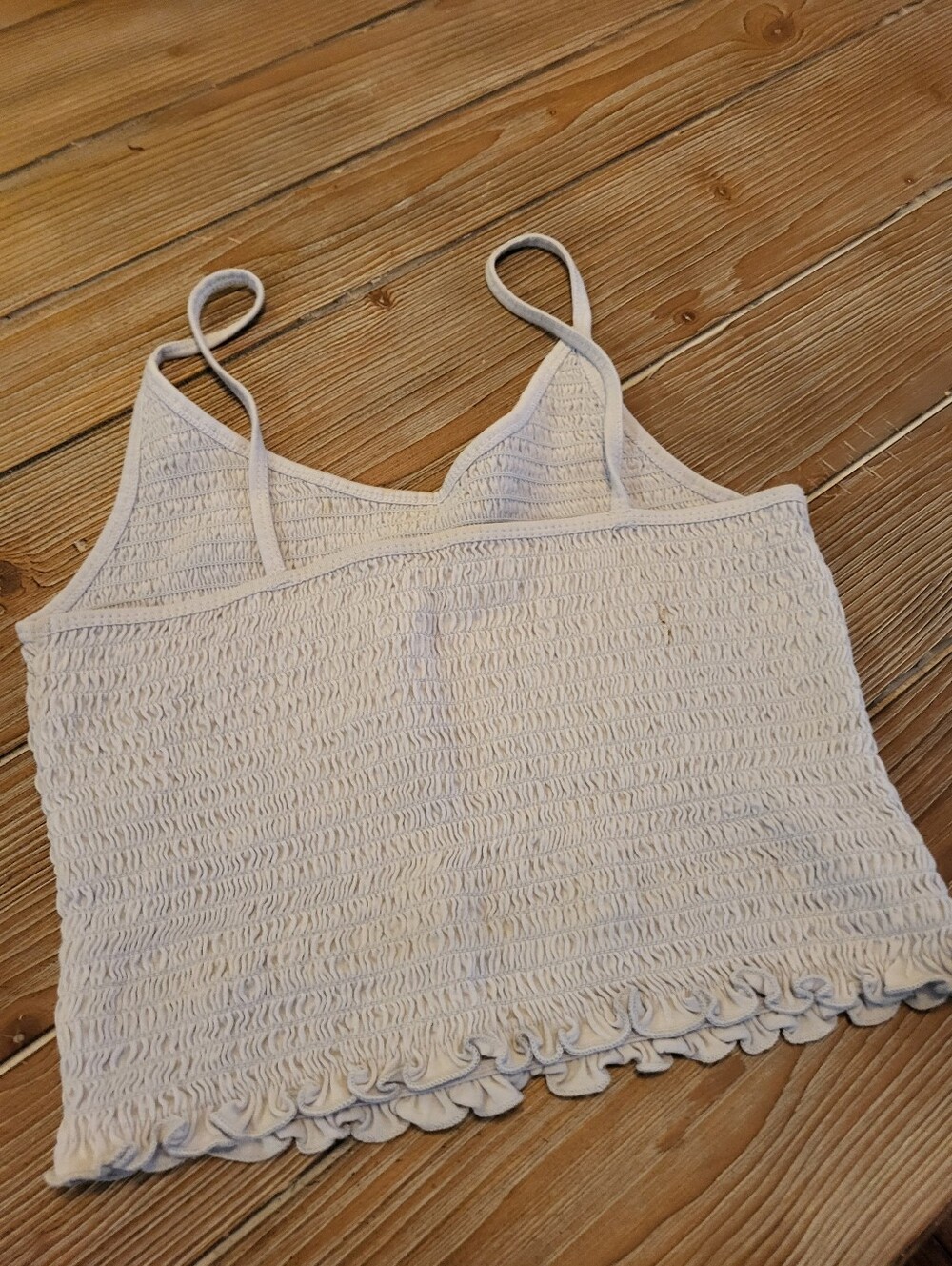 HOLLISTER Smocked Light Grey Cropped Cami Tank Top
